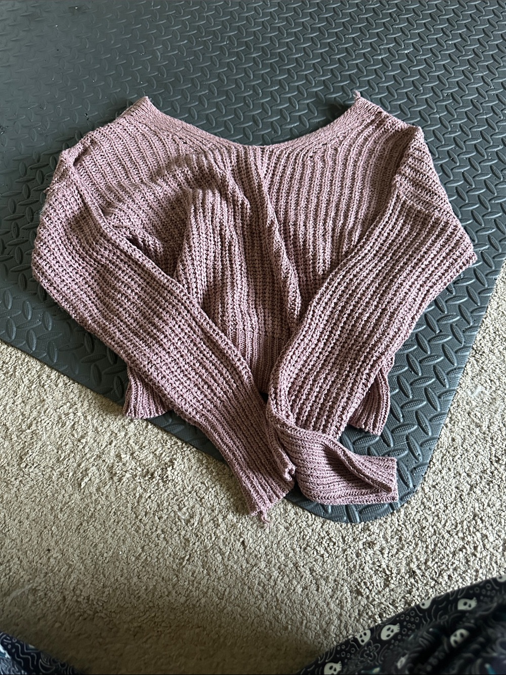 moon & madison Off-the-Shoulder Knit Sweater in Mauve